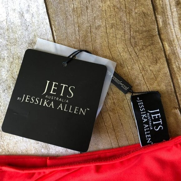 NWT Jets By Jessika Allen Red Gather Side Pant Bikini Bottom 10 - Picture 4 of 5